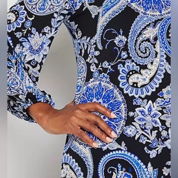 Robbie Bee Long Sleeve Paisley Shift Dress -- NWT - Picture 3 of 8